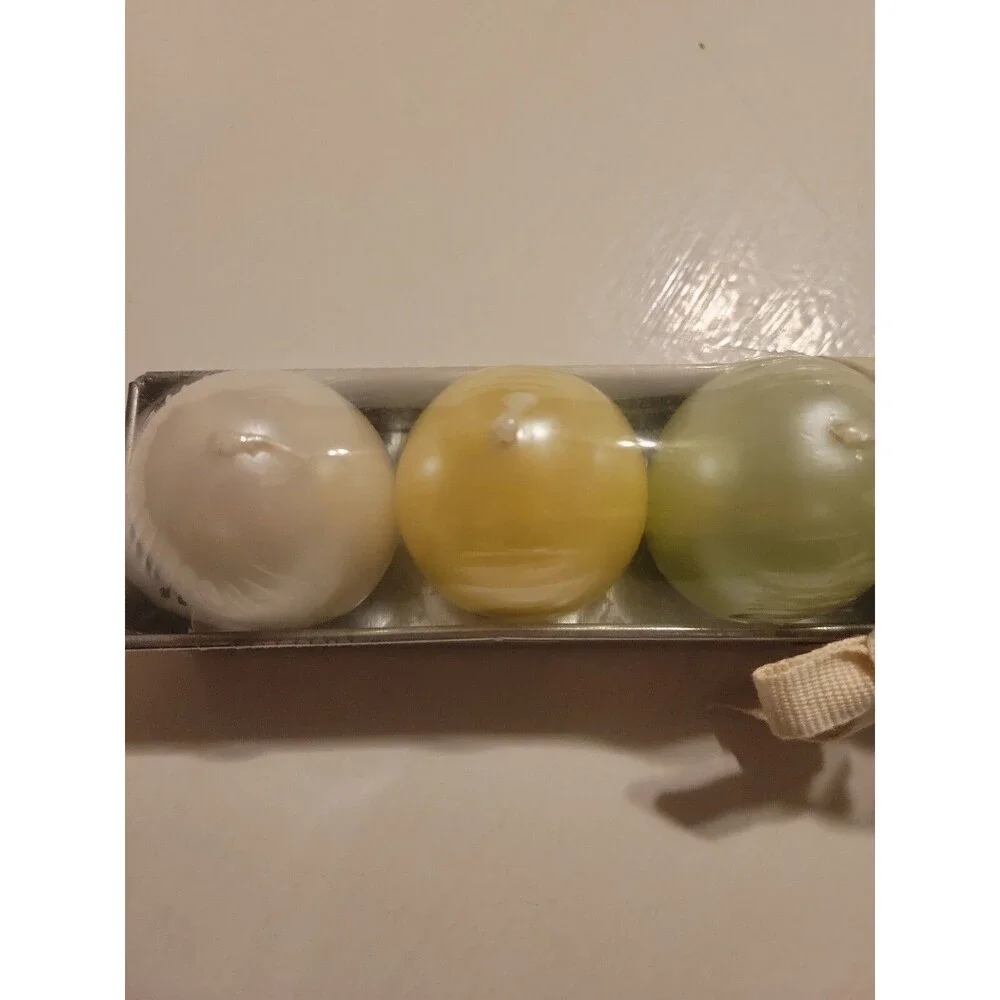 Pottery Barn Set Of 6 Egg Candles In Galvanized Tin Tray- NEW Retired RARE